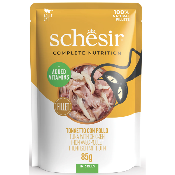 Schesir Tuna with Chicken Fillet in Jelly – Adult Cat 85g