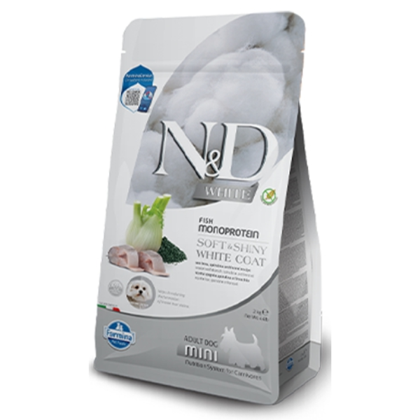 N&D White Adult Mini Sea Bass Potato Spirulina & Fennel 2kg