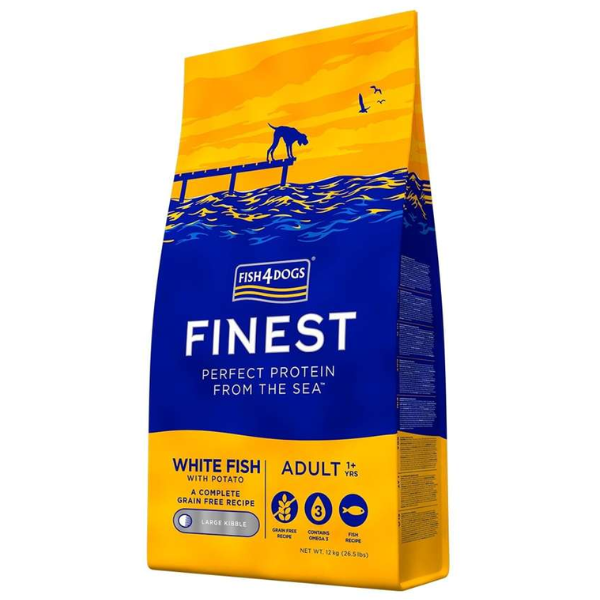 FISH4DOGS FINEST ADULT WHITE FISH WITH POTATO (LARGE KIBBLE) 12KG