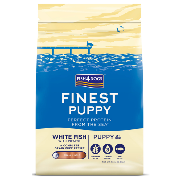 FISH4DOGS FINEST PUPPY WHITE FISH WITH POTATO (SMALL KIBBLE) 1.5KG