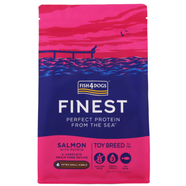 FISH4DOGS FINEST ADULT TOY BREED SALMON W/ POTATO (XS KIBBLE) 1.5KG