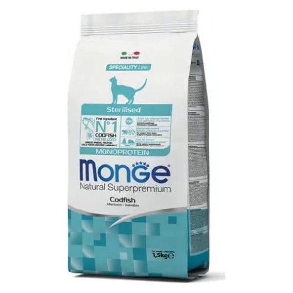 Monge Cat Monoprotein Sterilised Codfish 1.5kg