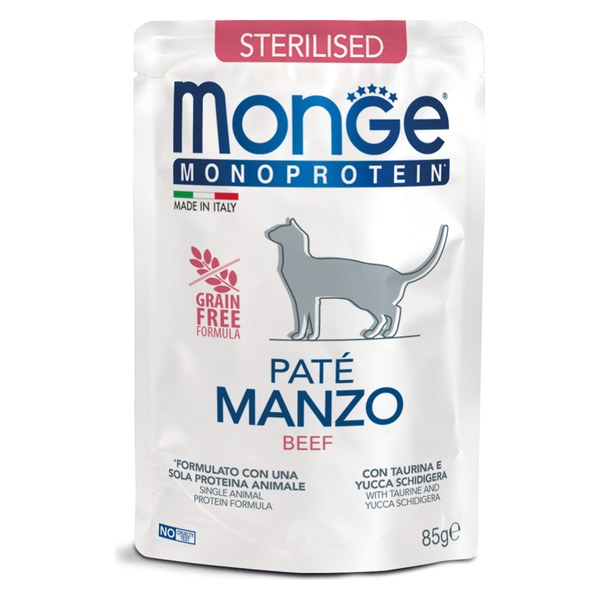 Monge Cat Monoprotein Sterilised Beef Pouch 85g