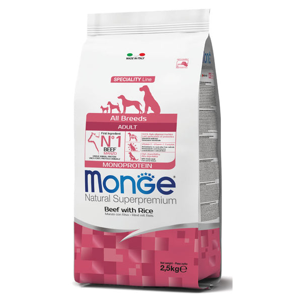 Monge All Breeds Adult Beef with Rice 2.5kg