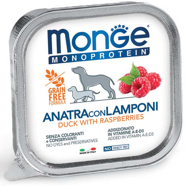 Monge Dog Monoprotein Fruit Duck with Raspberries 150g
