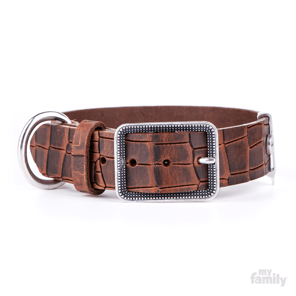 TUCSON BROWN LEATHER COLLAR 44-60CM
