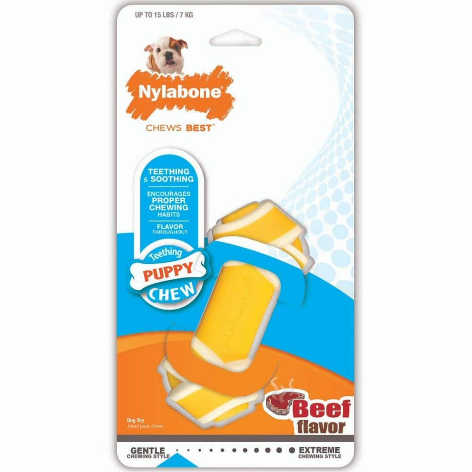 NYLABONE PUPPY CHEW RAWHIDE KNOT BEEF X-SMALL