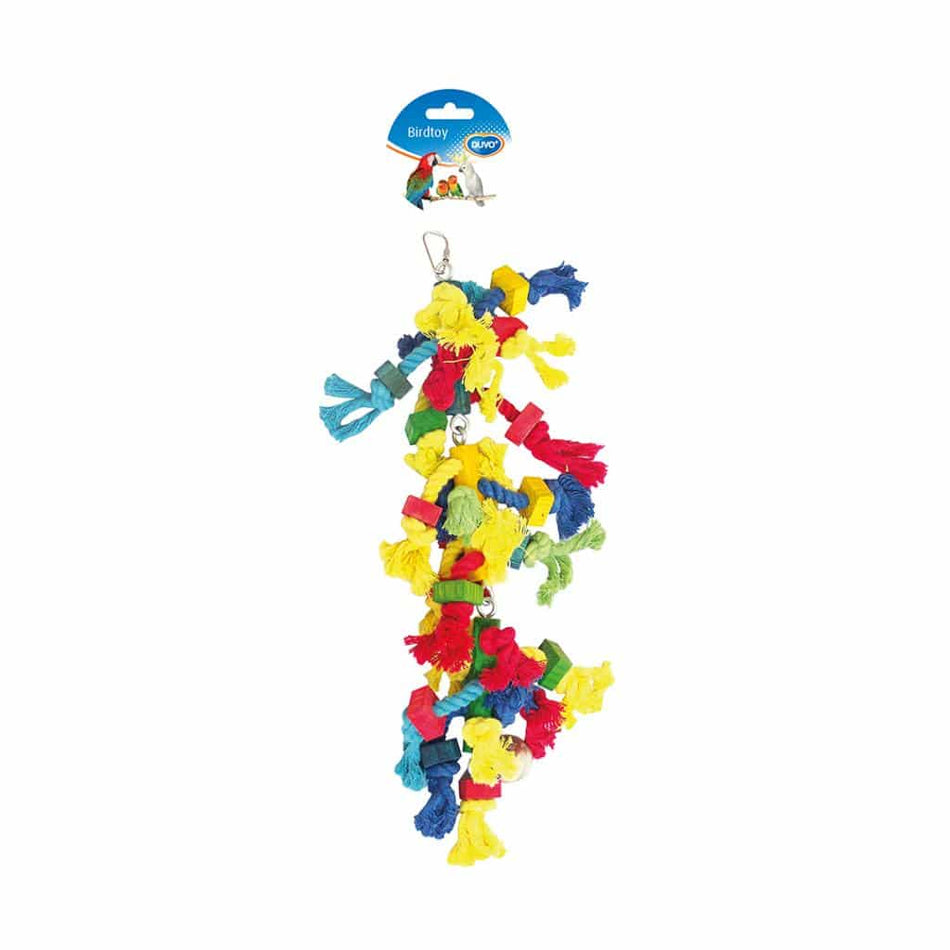 DUVO BIRDTOY ROPE KNOT WOODEN CUBES/BEL