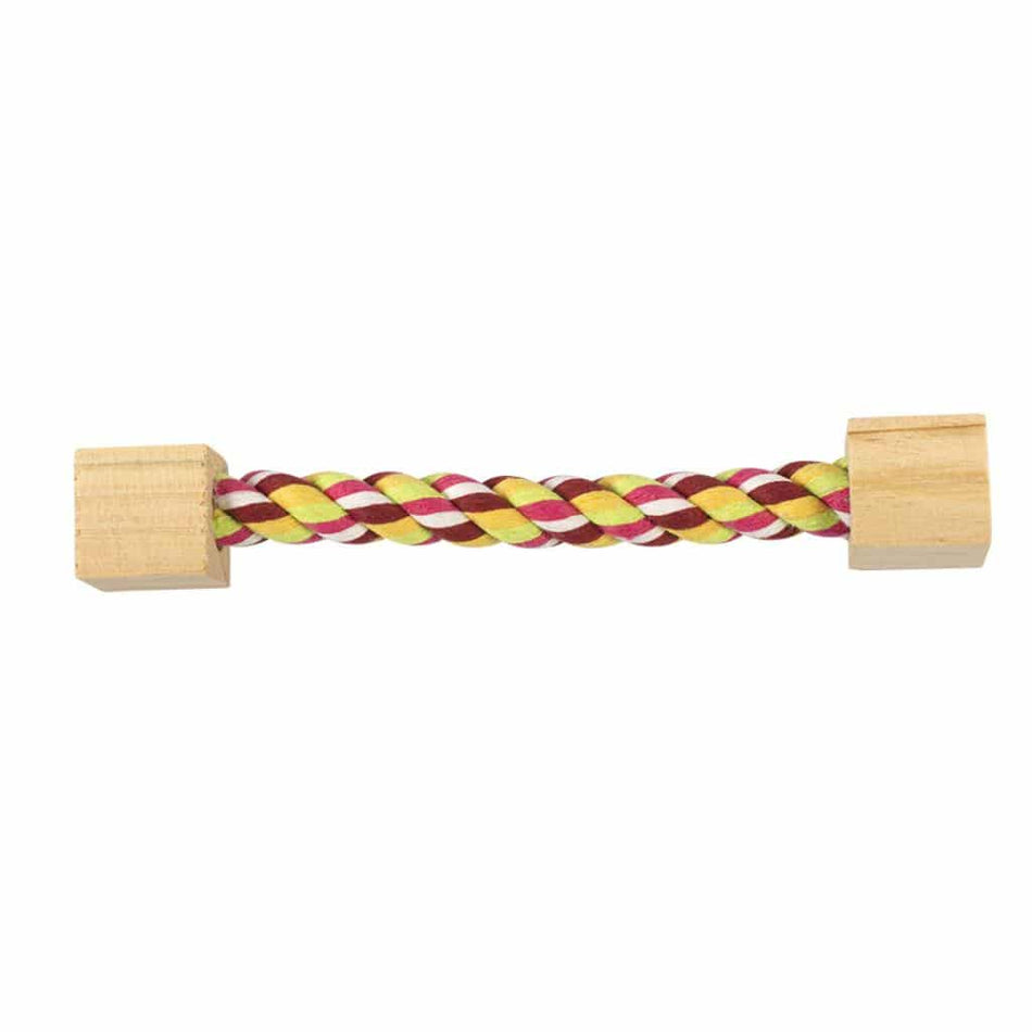 RODENT PLAYING ROPE W/WOODEN BLOCKS