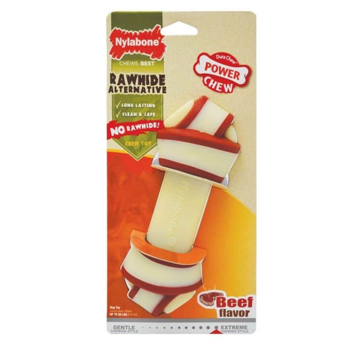 NYLABONE RAWHIDE KNOT BONE BEEF LARGE