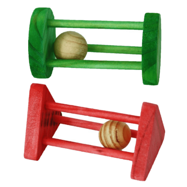 WOODEN RATTLER CIRCLE RODENT TOY