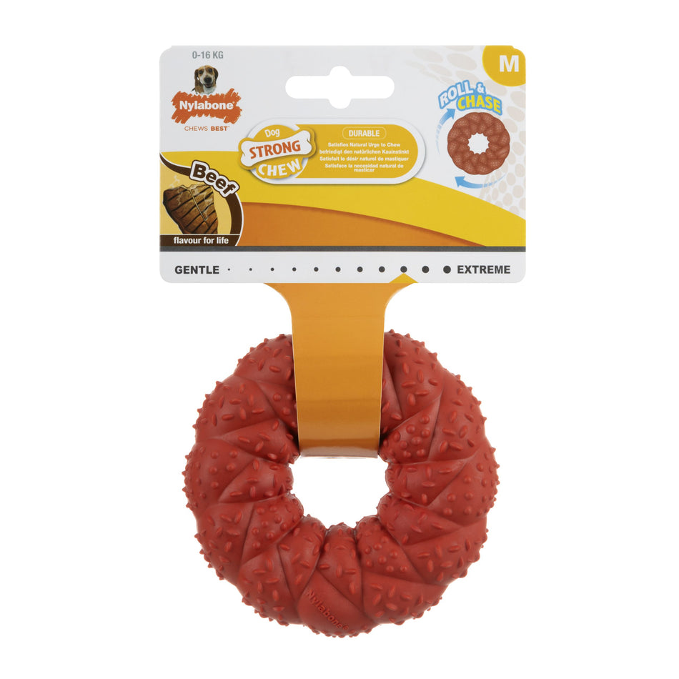 NYLABONE STRONG CHEW BRAIDED RING BEEF MEDIUM