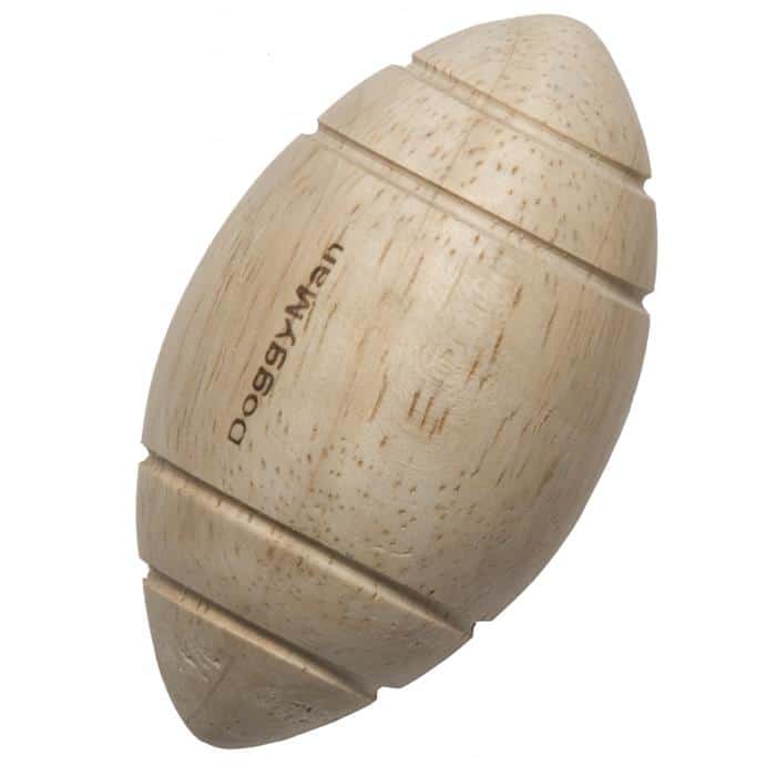 WOODEN CHEW RUGBY BALL