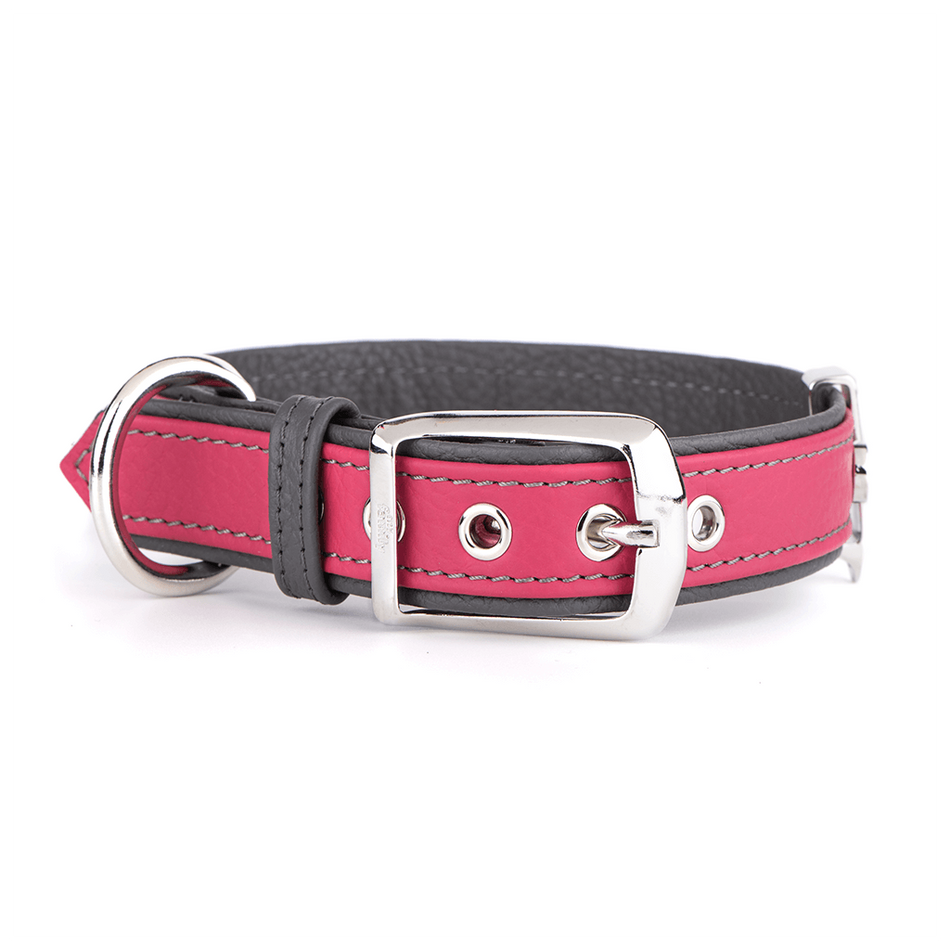 FIRENZE FUSCHIA LEATHER COLLAR 37-50 cm
