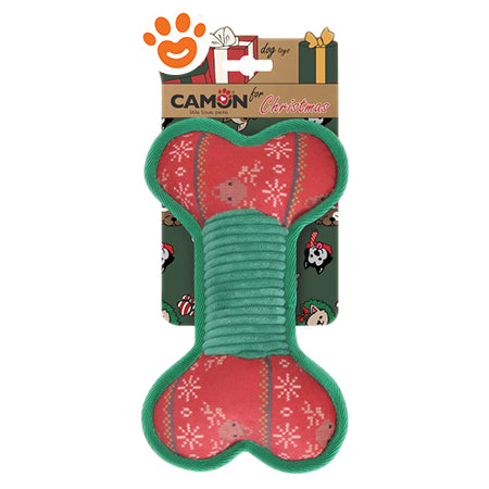 AH970 XMAS DOG TOY PLUSH BONE W/SQUEAK
