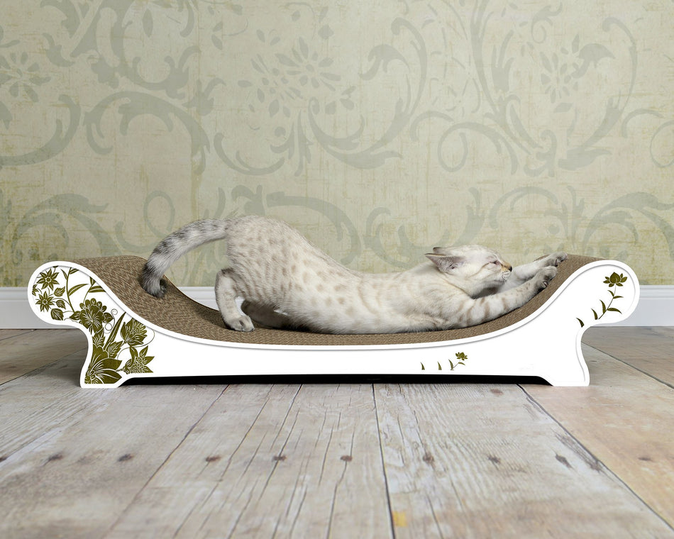 KRATZSOFA-ASIA BLACK FLOWERS ON BEIGE