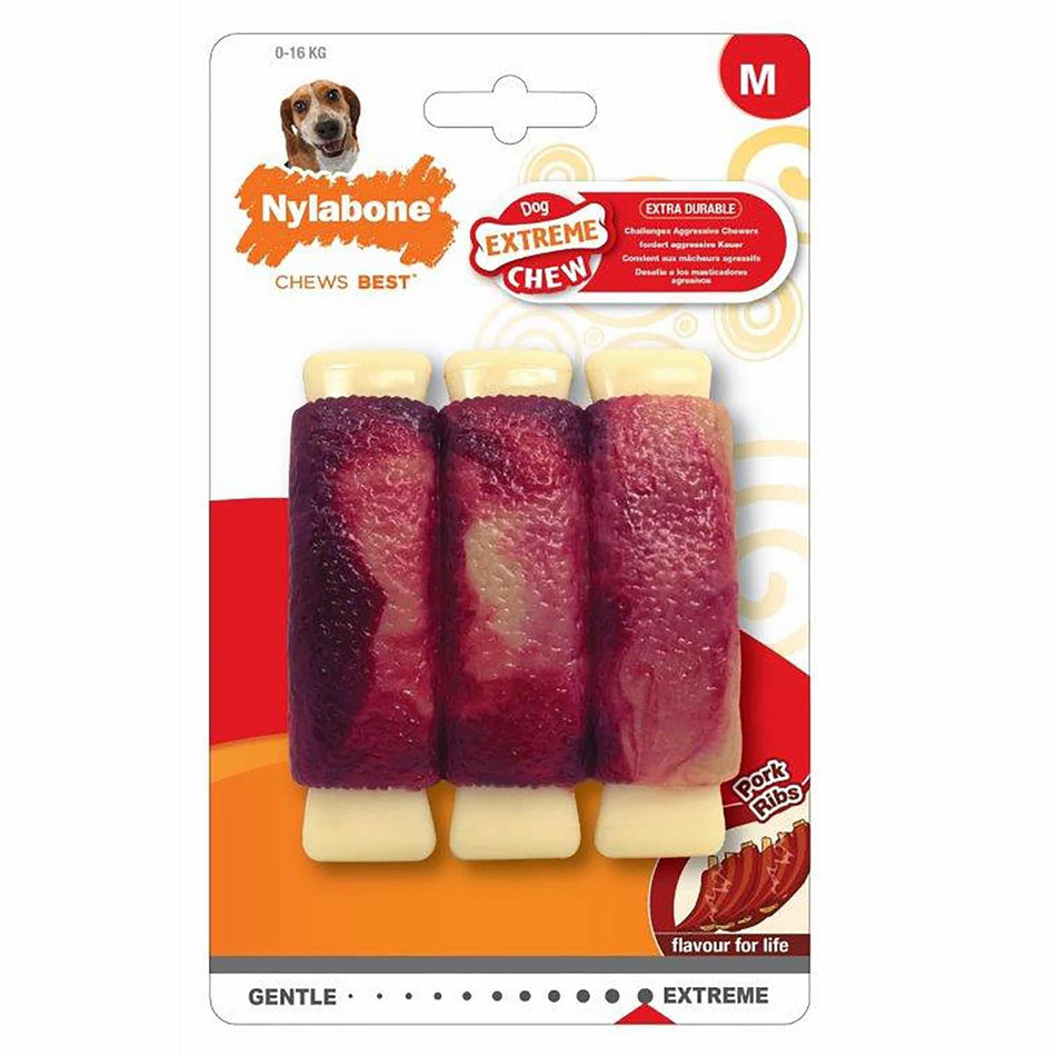 NYLABONE EXTREME CHEW PORK RIBS MEDIUM